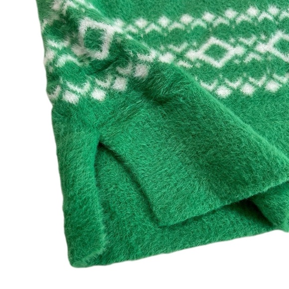 Aerie Flurry Oversized Crew Neck Green White Sweater Size SP - Picture 12 of 17